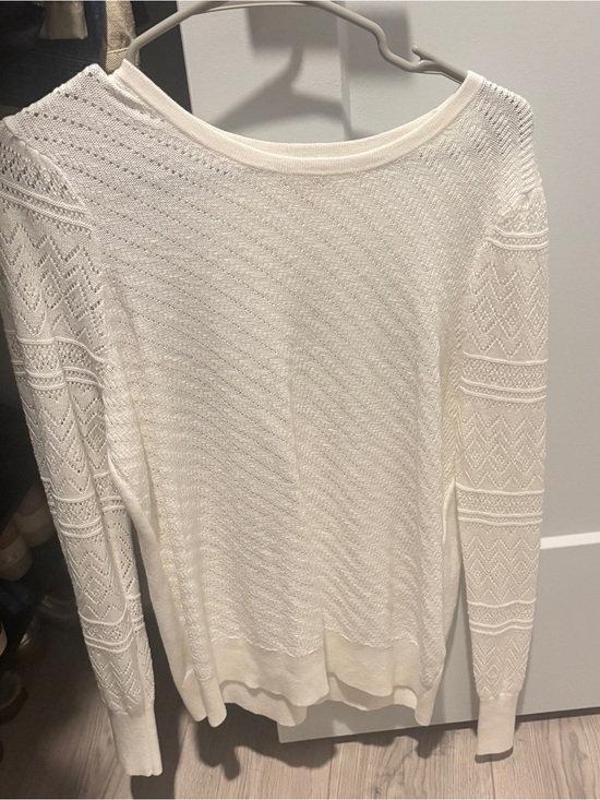 Style & Co. Sweaters - Style & Co. Cream Openwork Knit Scoop Neck Sweater